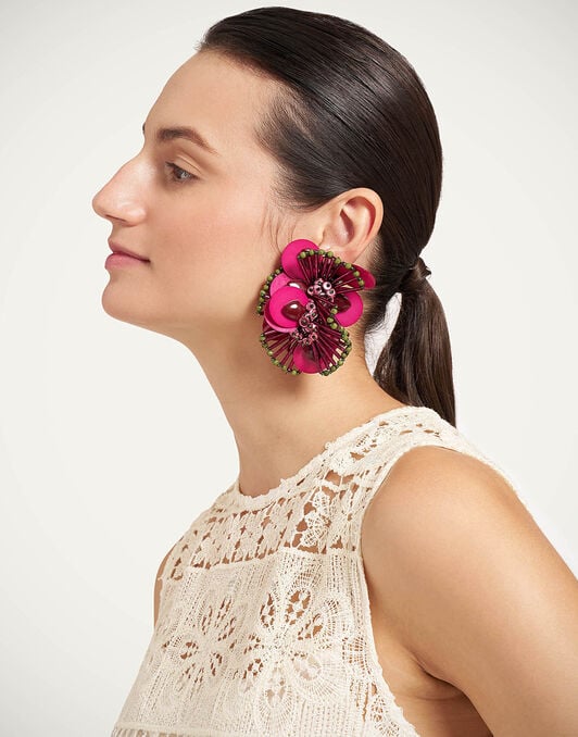 Petal Long Earrings La DoubleJ: Burgundy Petal Long Earrings La DoubleJ: Burgundy EAR0090EMB222