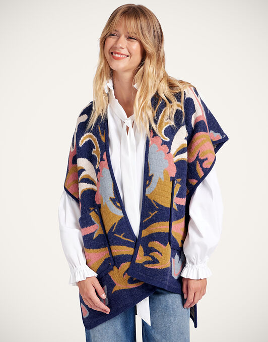 In My Power Knit Scarf Cape La DoubleJ: Multicolor Navy & Cream In My Power Knit Scarf Cape La DoubleJ: Multicolor Navy & Cream SCA0083KNI177