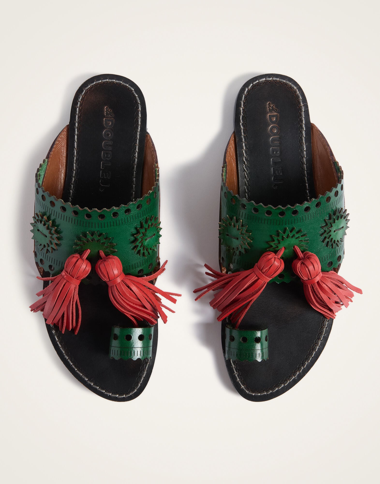 Sandy Slides La DoubleJ: Solid Dark Green Sandy Slides La DoubleJ: Solid Dark Green SHO0114LEA014