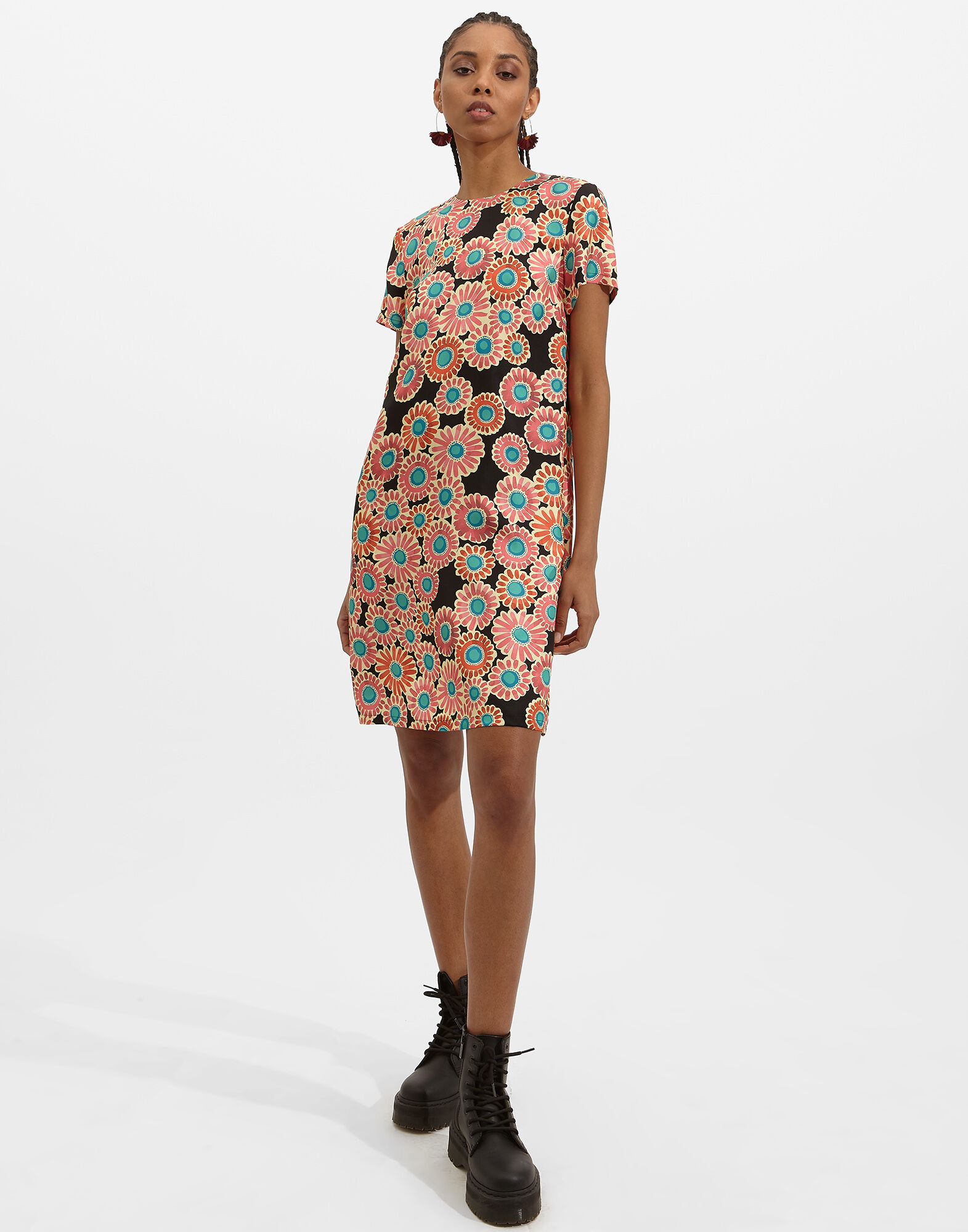 Mini Swing Dress La DoubleJ: Crazy Daisy Black Mini Swing Dress La DoubleJ: Crazy Daisy Black DRE0963SIL006