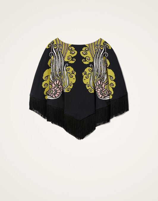 Reversible Mini Poncho Top La DoubleJ: Lemuria Placée Black Reversible Mini Poncho Top La DoubleJ: Lemuria Placée Black SCA0077VIS011