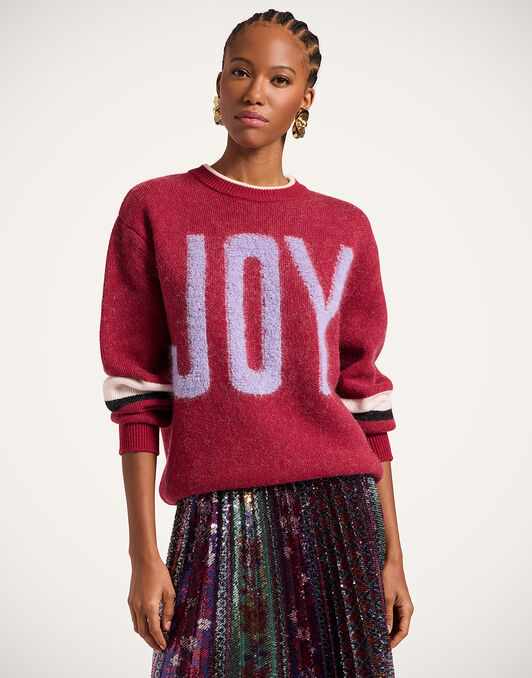 Joy Sweater La DoubleJ: Color Block Red & Lilac Joy Sweater La DoubleJ: Color Block Red & Lilac PUL0248KNI156
