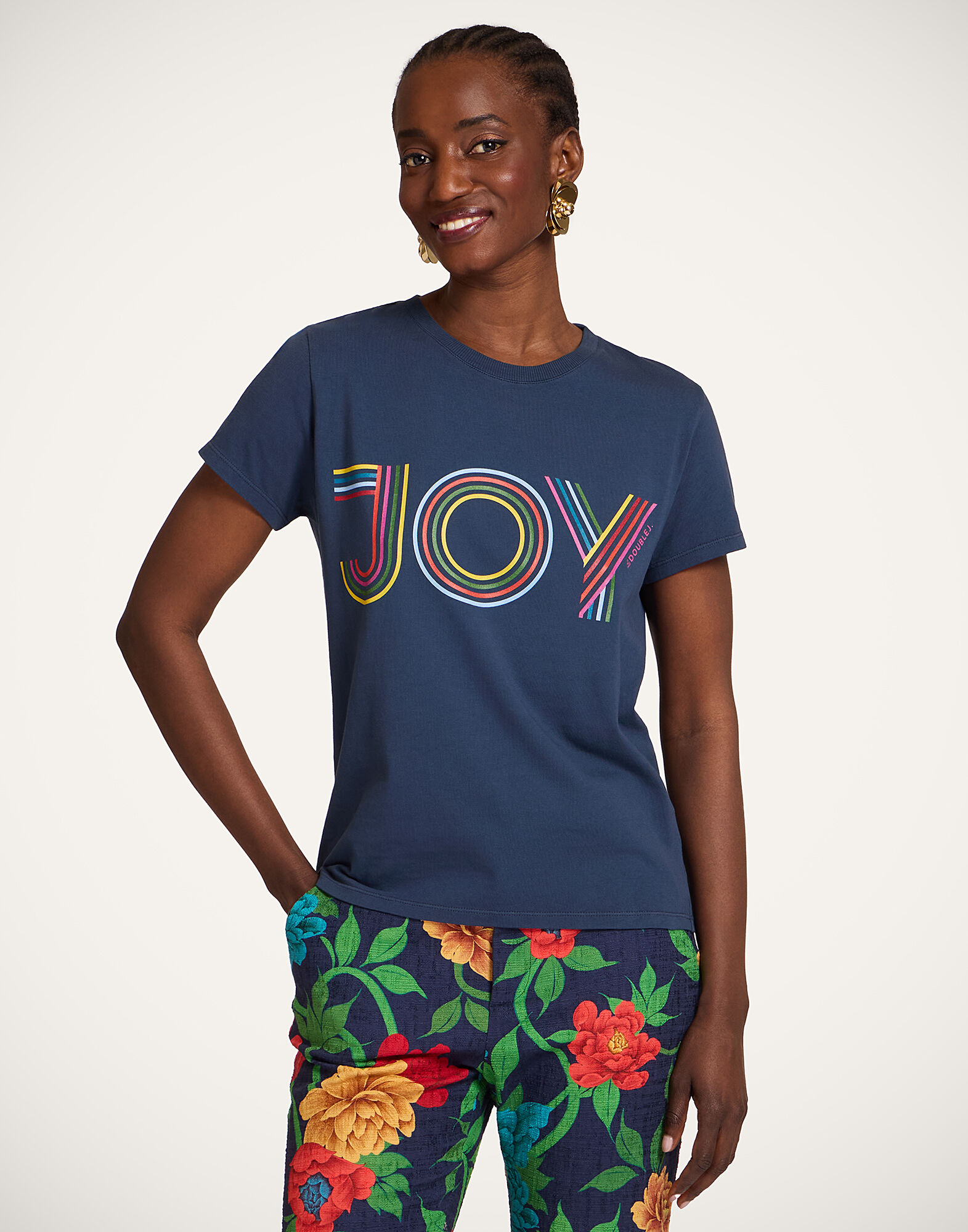 High Tee Shirt La DoubleJ: Joy Navy High Tee Shirt La DoubleJ: Joy Navy TSH0069JER079