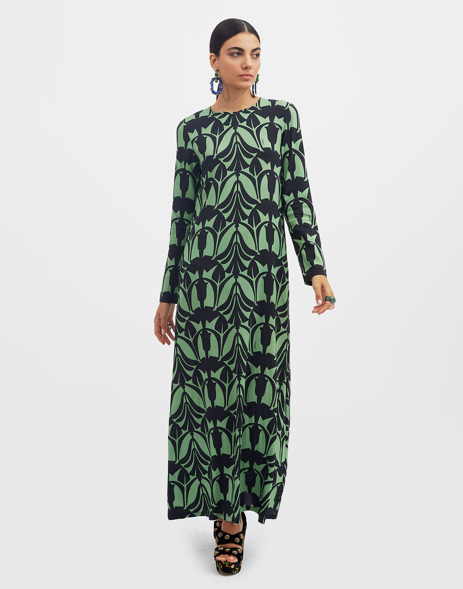 Long Sleeve Swing Dress La DoubleJ: Papyrus Green Long Sleeve Swing Dress La DoubleJ: Papyrus Green DRE0184VIS001