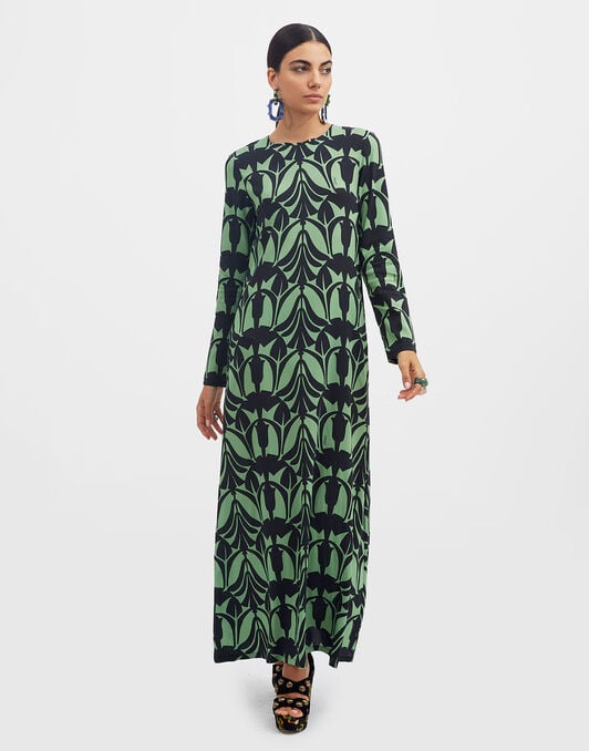 Long Sleeve Swing Dress La DoubleJ: Papyrus Green Long Sleeve Swing Dress La DoubleJ: Papyrus Green DRE0184VIS001