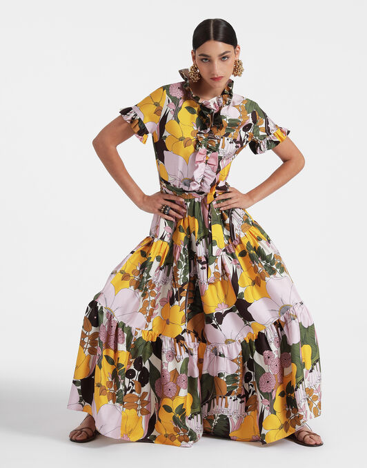 Long And Sassy Dress La DoubleJ: Big Flower Rose Long And Sassy Dress La DoubleJ: Big Flower Rose DRE0017SIL001