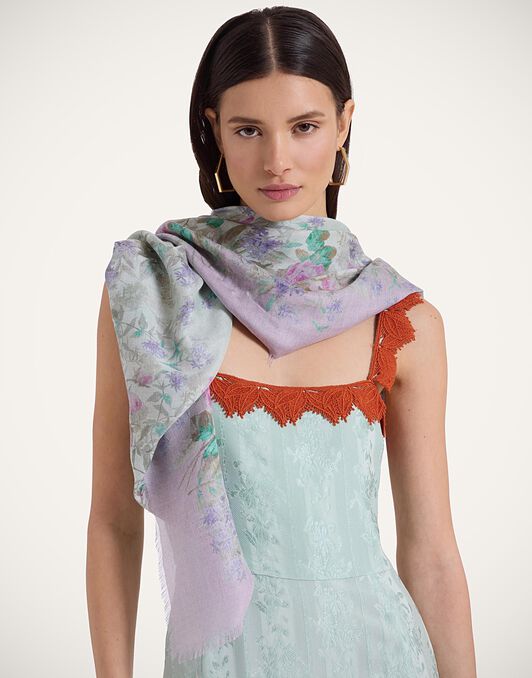 Foulard 120 La DoubleJ: Heath Placée Mint Foulard 120 La DoubleJ: Heath Placée Mint SCA0049MOS001