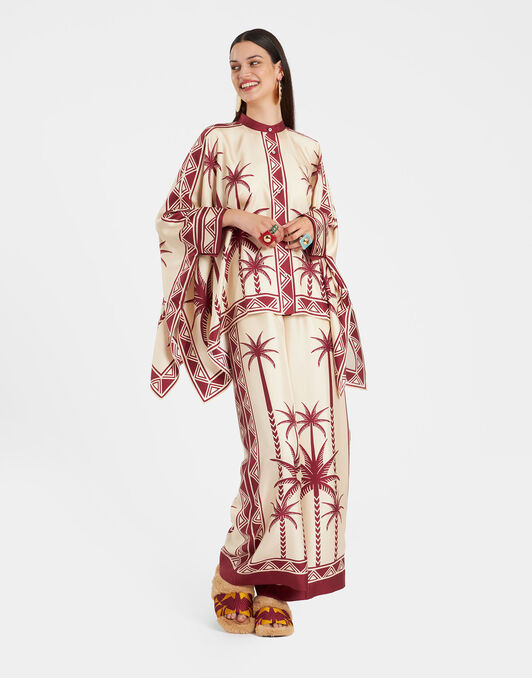 Palazzo Pants La DoubleJ: Date Palms Placée Ivory TRO0026SIL006