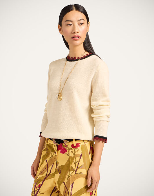 Picket Crew Neck La DoubleJ: Solid Ecru Picket Crew Neck La DoubleJ: Solid Ecru PUL0308KNI171