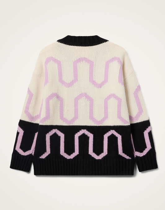 Comber Cardigan La DoubleJ: Multicolor Ivory & Black Comber Cardigan La DoubleJ: Multicolor Ivory & Black PUL0344KNI134