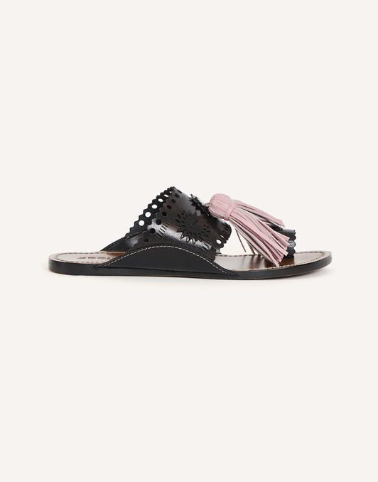 Sandy Slides La DoubleJ: Solid Black SHO0110LEA014