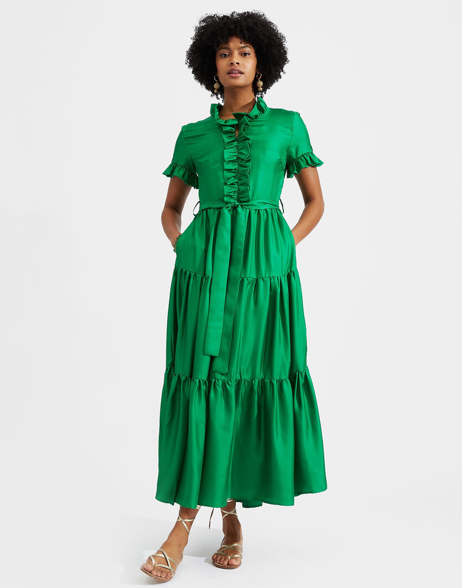 Long & Sassy Dress La DoubleJ: Solid Green Long & Sassy Dress La DoubleJ: Solid Green DRE0017SIL001
