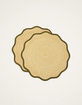 Straw Cloud Placemats Set Of 2 La DoubleJ: Solid Olive PMT0031STR001