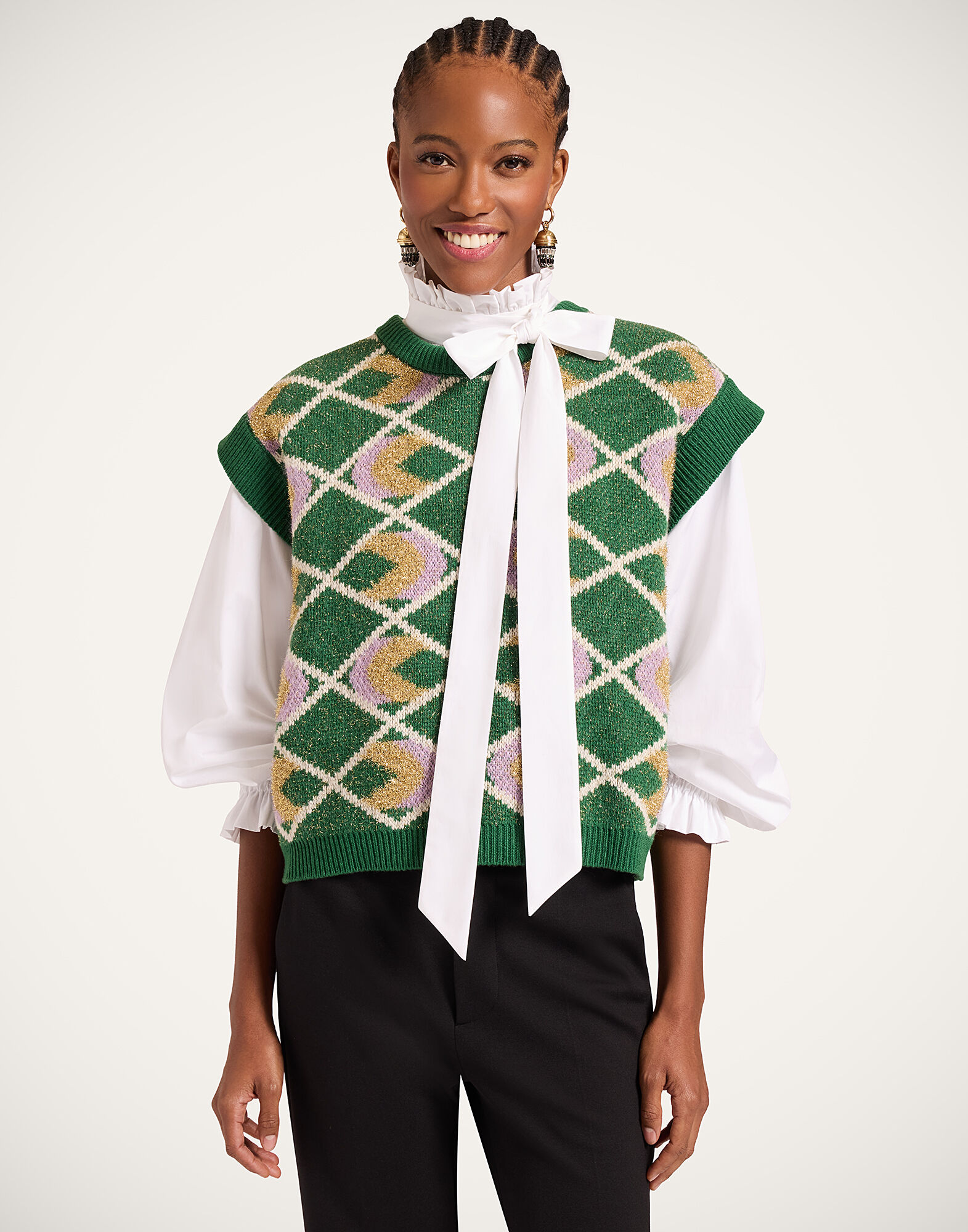 Half-Light Gilet La DoubleJ: Multicolor Green Half-Light Gilet La DoubleJ: Multicolor Green PUL0223KNI132