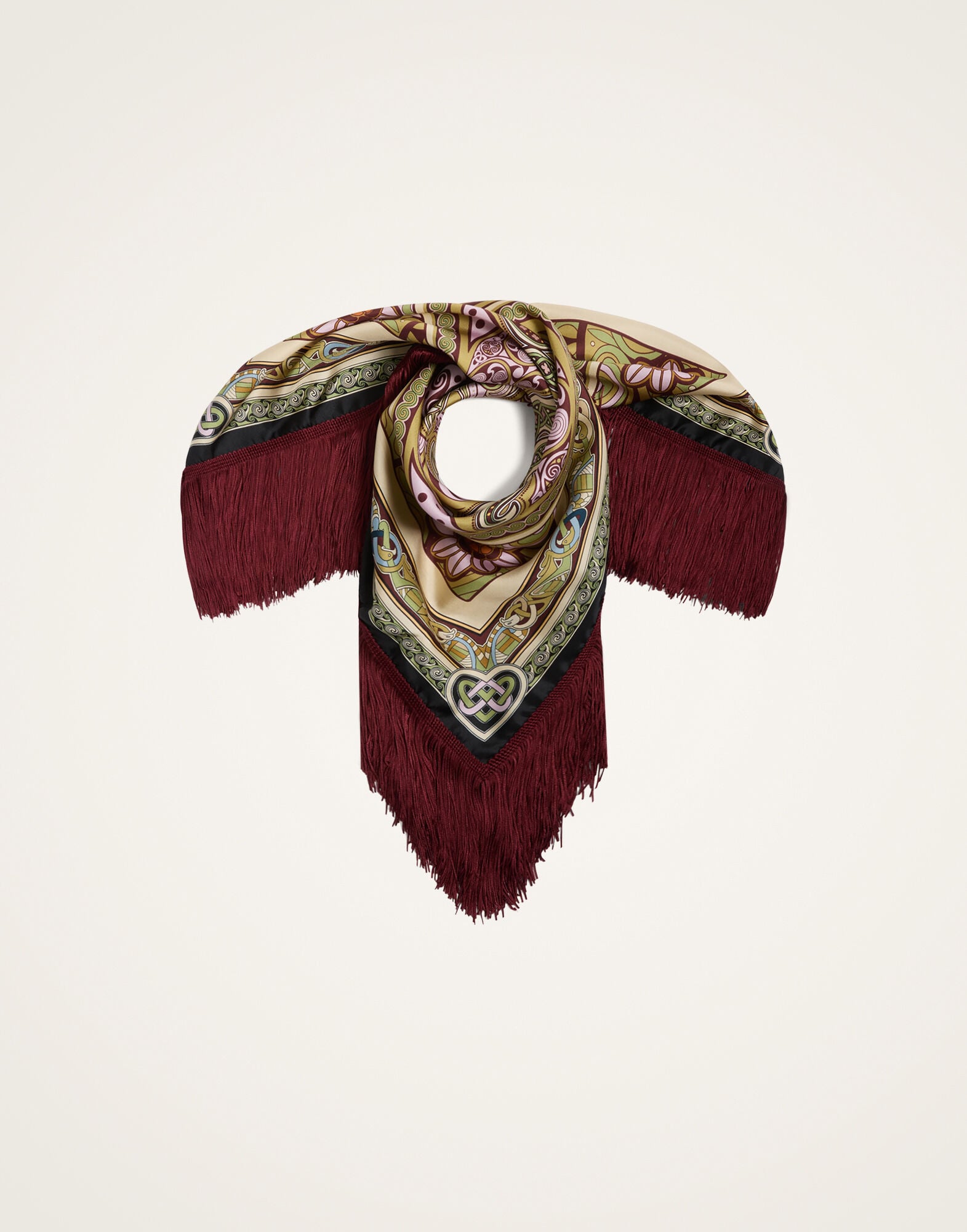 Women's Reversible Fringe Foulard 90 in Kells Placée Light Green