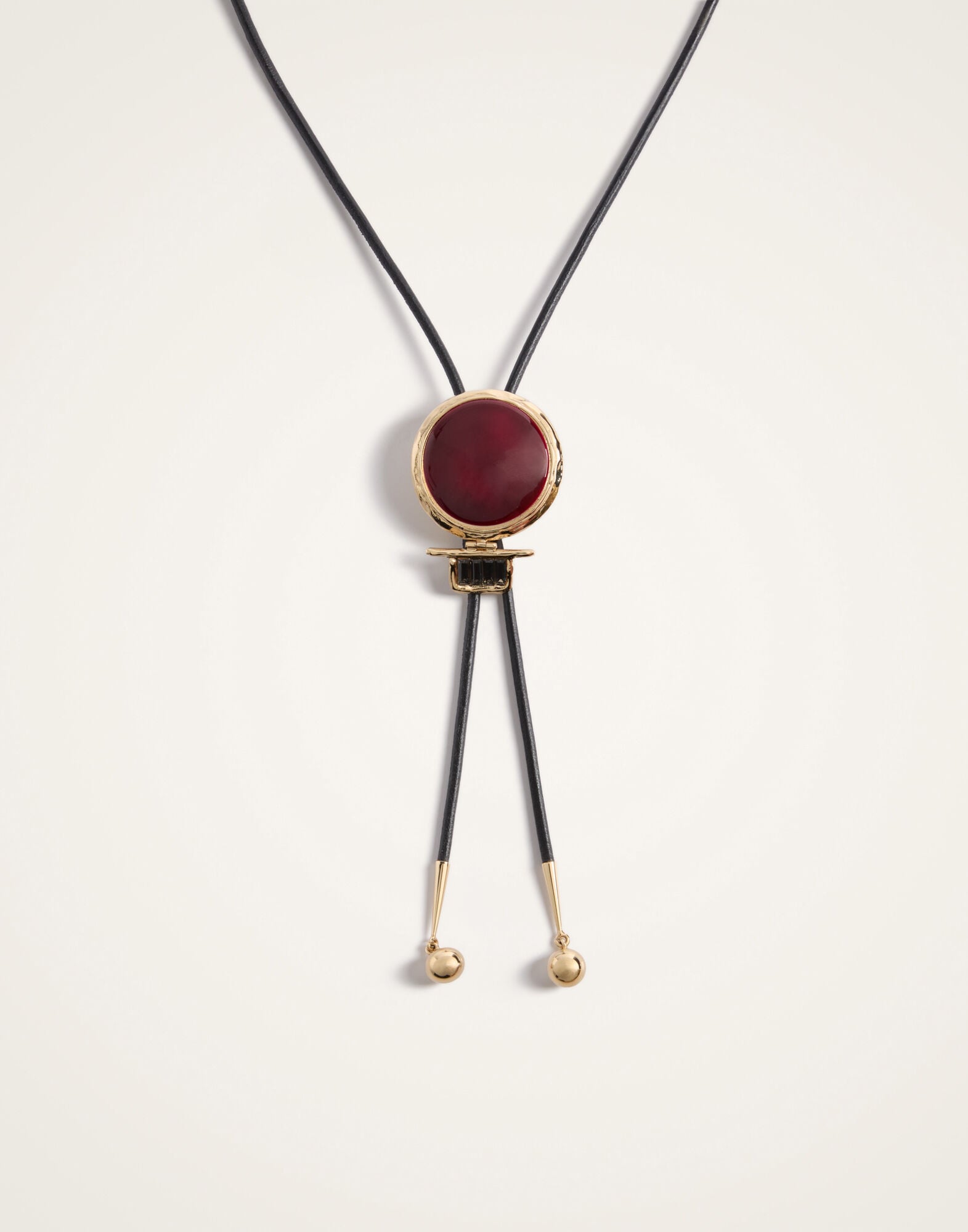 Shen Loop Cow Tie La DoubleJ: 24K Gold Plate, Red Enamel and Crystals Shen Loop Cow Tie La DoubleJ: 24K Gold Plate, Red Enamel and Crystals NEC0072BRA008