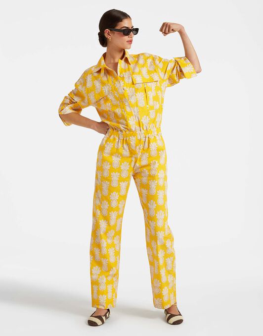 Aviator Jumpsuit La DoubleJ: Pineapple Sunflower Aviator Jumpsuit La DoubleJ: Pineapple Sunflower DRE0489COT039