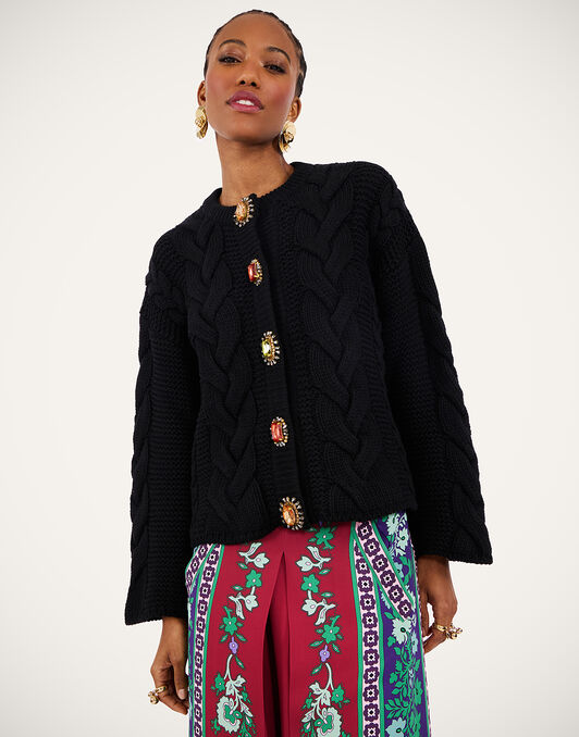 Portrait Cardigan La DoubleJ: Solid Black PUL0211KNI120