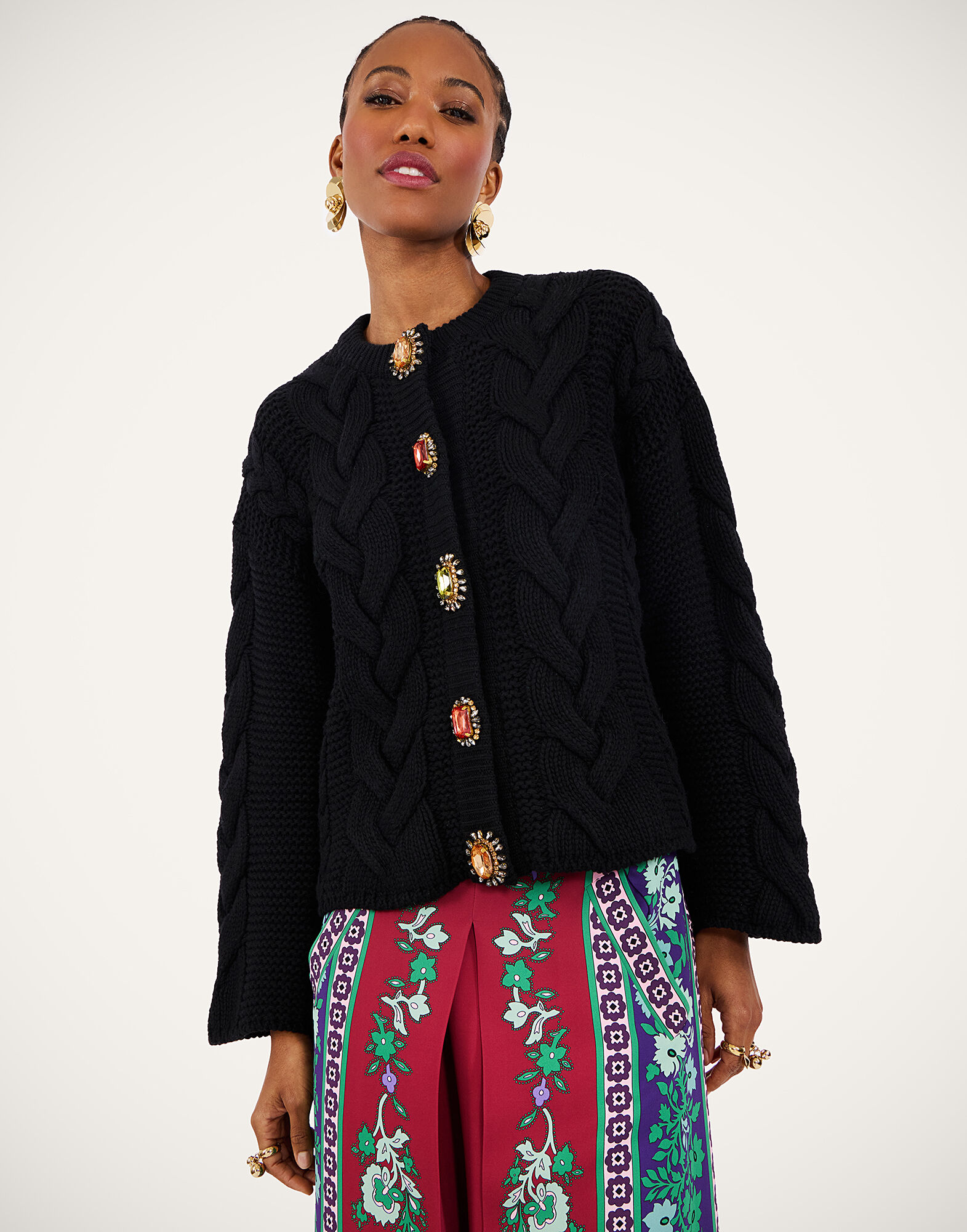Portrait Cardigan La DoubleJ: Solid Black PUL0211KNI120