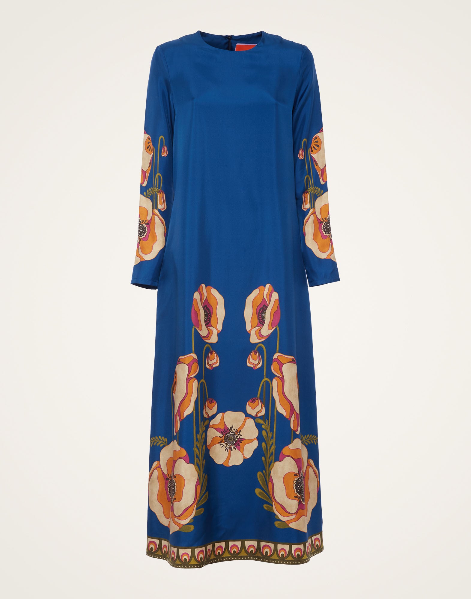 Long Sleeve Swing Dress La DoubleJ: Poppies Blue Placée DRE0231SIL006