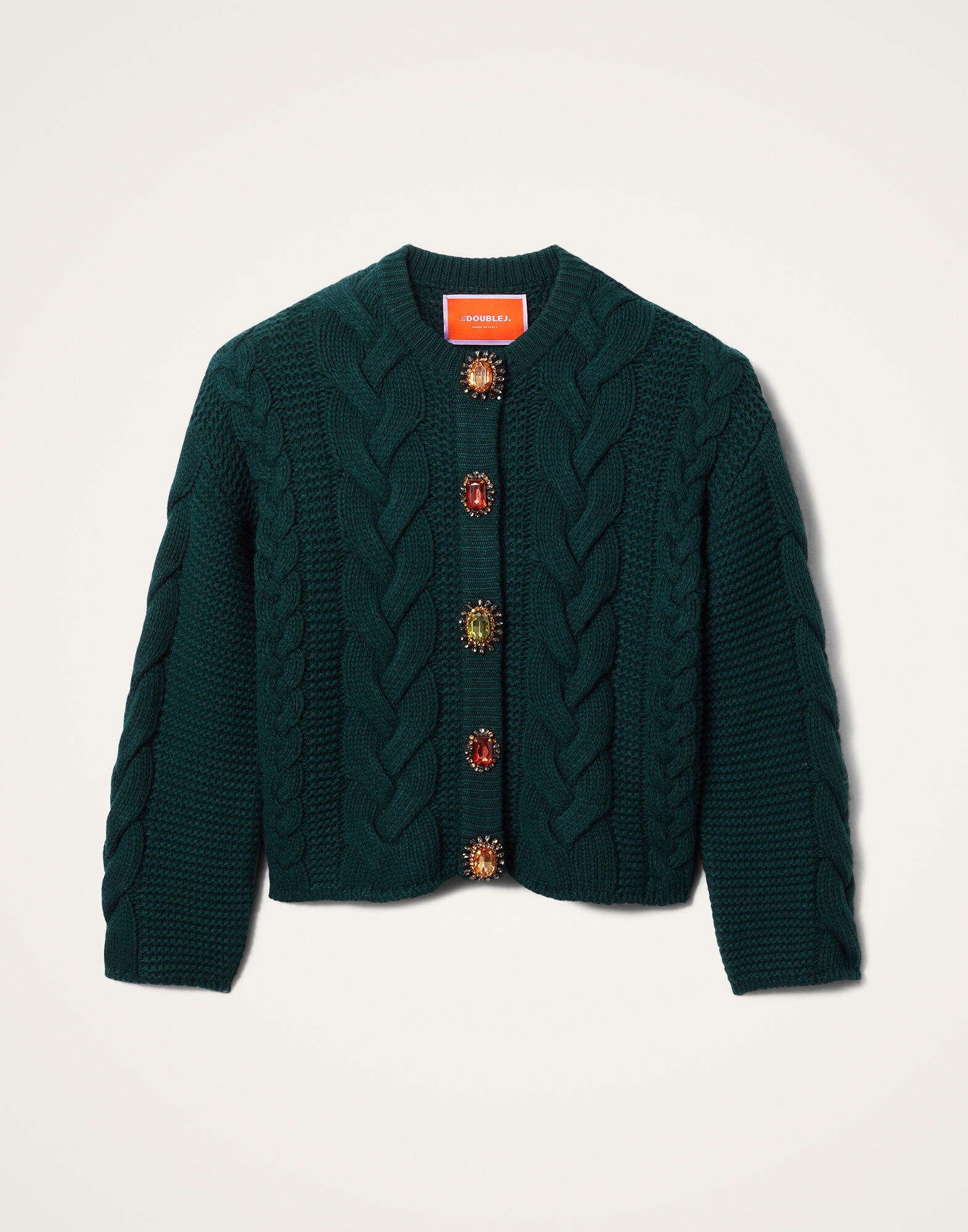 Portrait Cardigan La DoubleJ: Solid Green Portrait Cardigan La DoubleJ: Solid Green PUL0211KNI120
