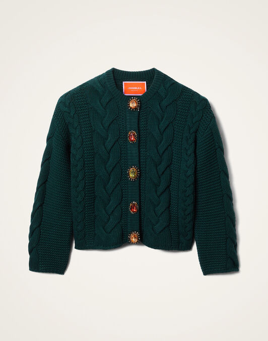Portrait Cardigan La DoubleJ: Solid Green Portrait Cardigan La DoubleJ: Solid Green PUL0211KNI120