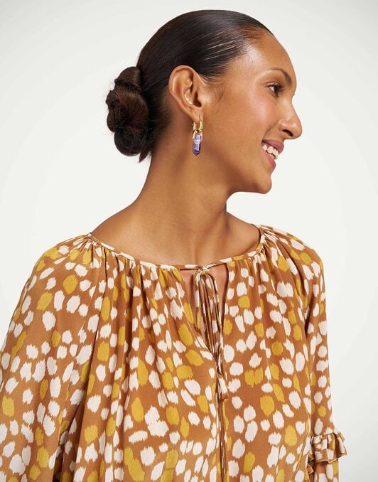 Boho Blouse La DoubleJ: Spots Caramel Boho Blouse La DoubleJ: Spots Caramel TOP0149CRE001