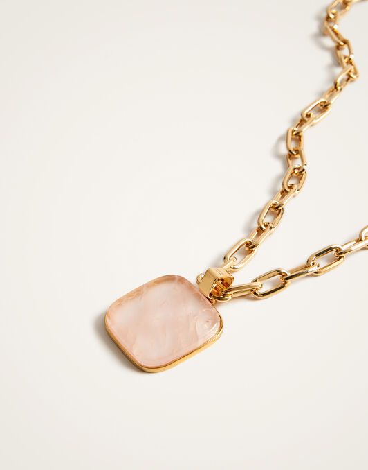 Soul Pendant Necklace La DoubleJ: 24k Gold Plate & Pink Quartz Soul Pendant Necklace La DoubleJ: 24k Gold Plate & Pink Quartz NEC0017BRA003