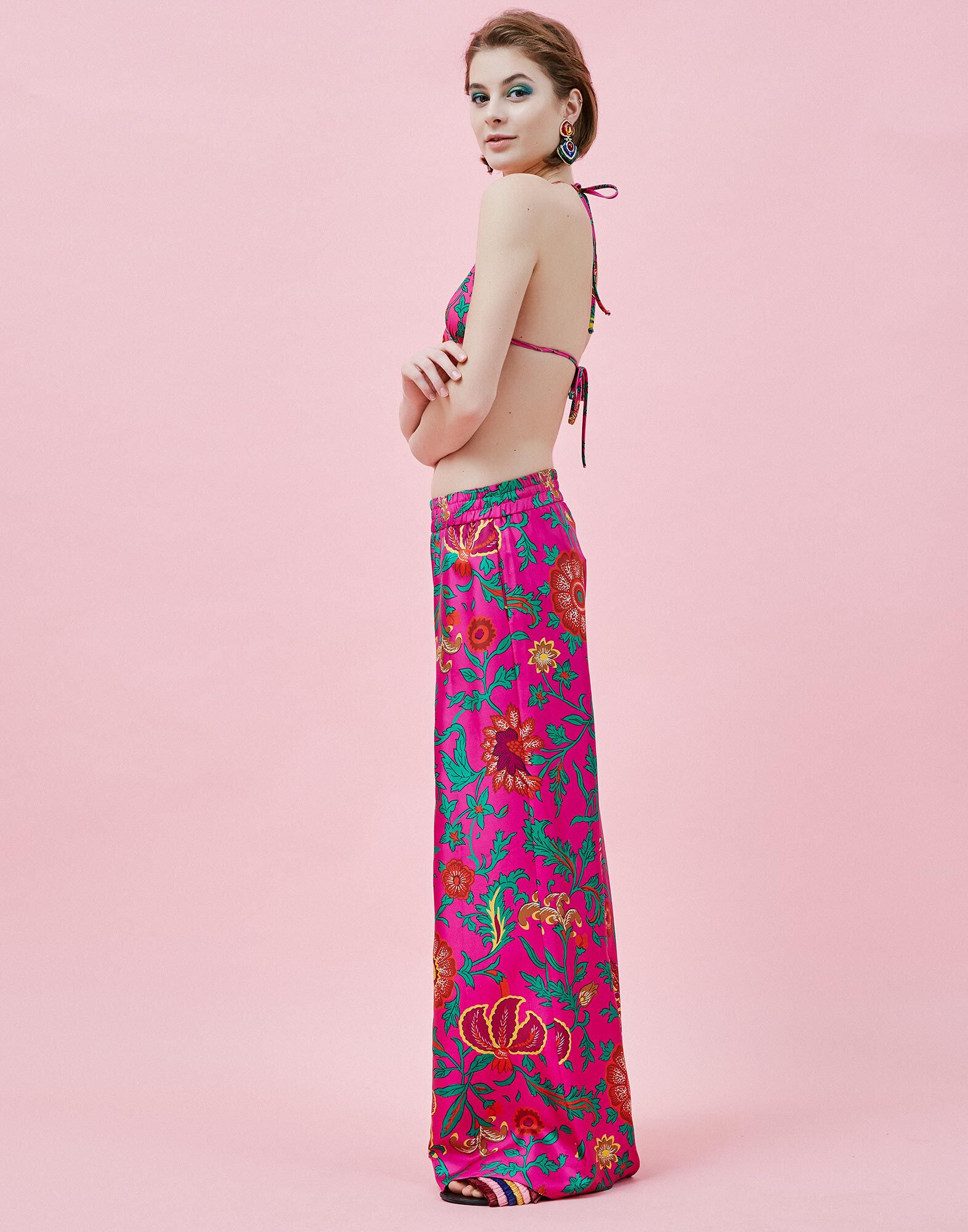 Palazzo Pants La DoubleJ: Dragon Flower Fucsia Palazzo Pants LaDoubleJ: Dragon Flower Fucsia TRO0003SIL001