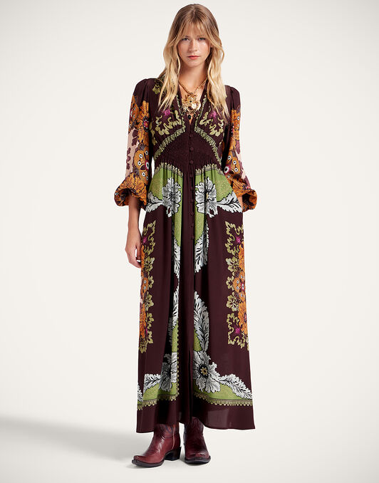Long Camerino Dress La DoubleJ: Bounty Placée Burgundy DRE0720CRE002