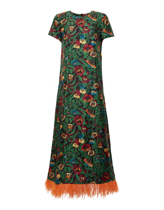 Swing Dress (With Feathers) La DoubleJ: Night Garden DRE0864SIL026