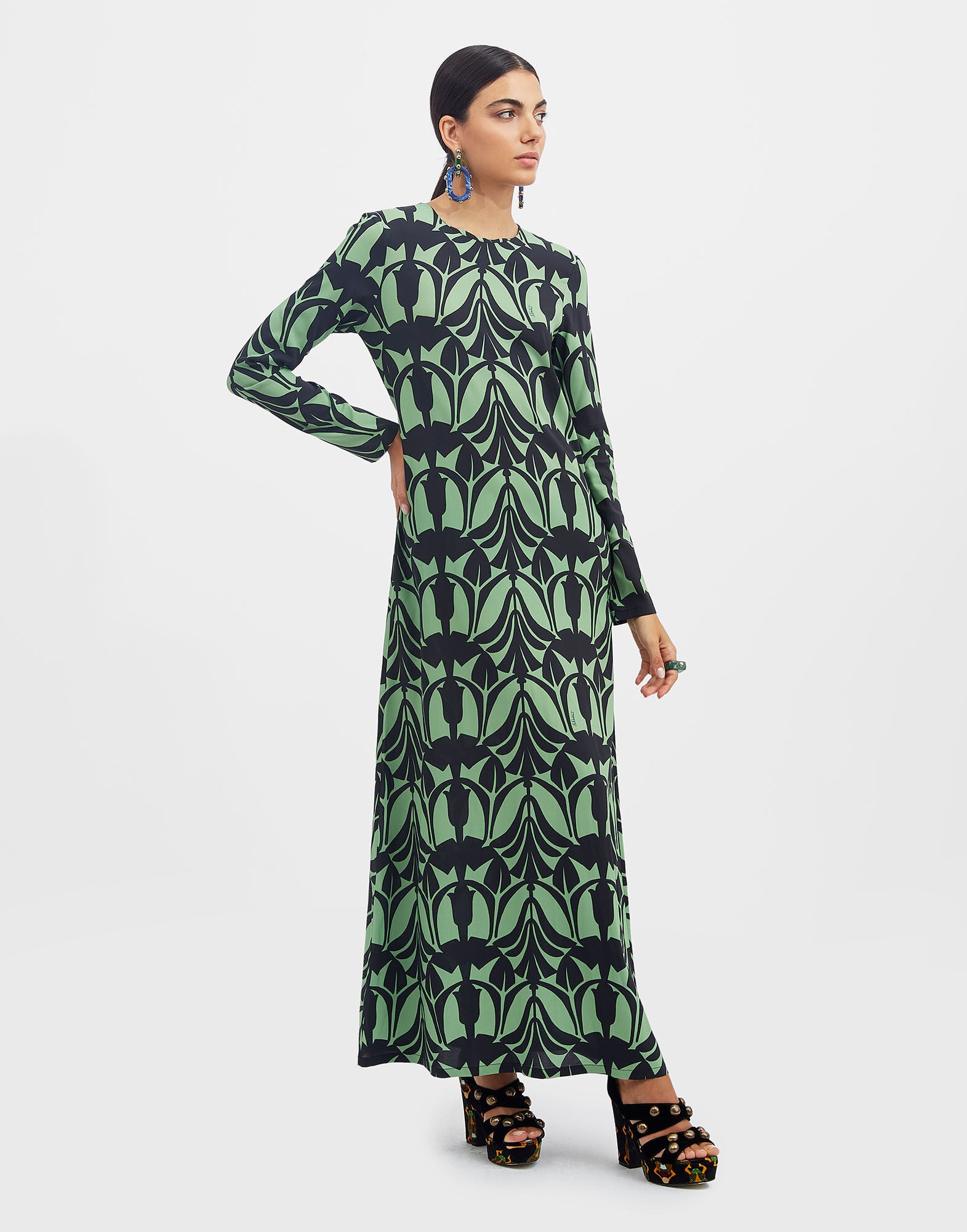 Long Sleeve Swing Dress La DoubleJ: Papyrus Green Long Sleeve Swing Dress La DoubleJ: Papyrus Green DRE0184VIS001