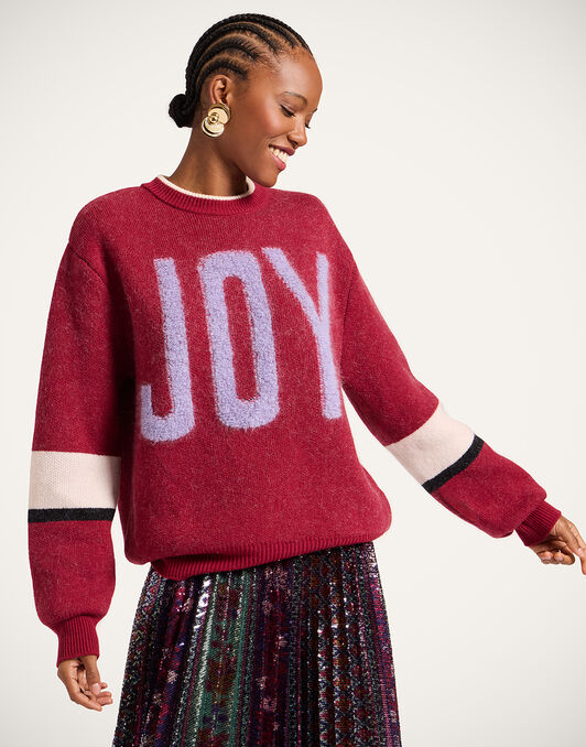 Joy Sweater La DoubleJ: Color Block Red & Lilac Joy Sweater La DoubleJ: Color Block Red & Lilac PUL0248KNI156