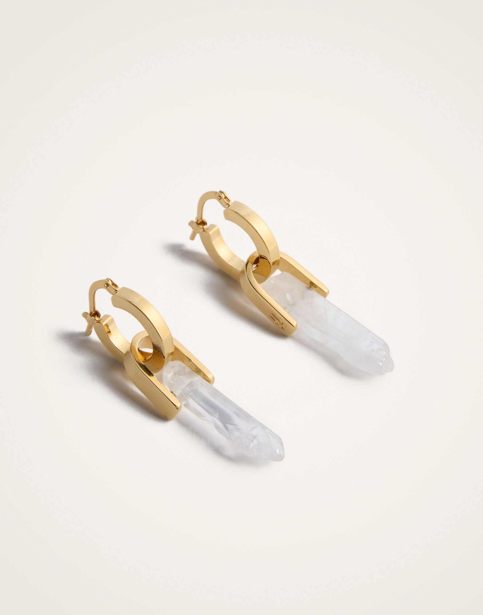 Pillar Earrings La DoubleJ: 24k Gold Plate & Clear Quartz Pillar Earrings La DoubleJ: 24k Gold Plate & Clear Quartz EAR0059BRA003