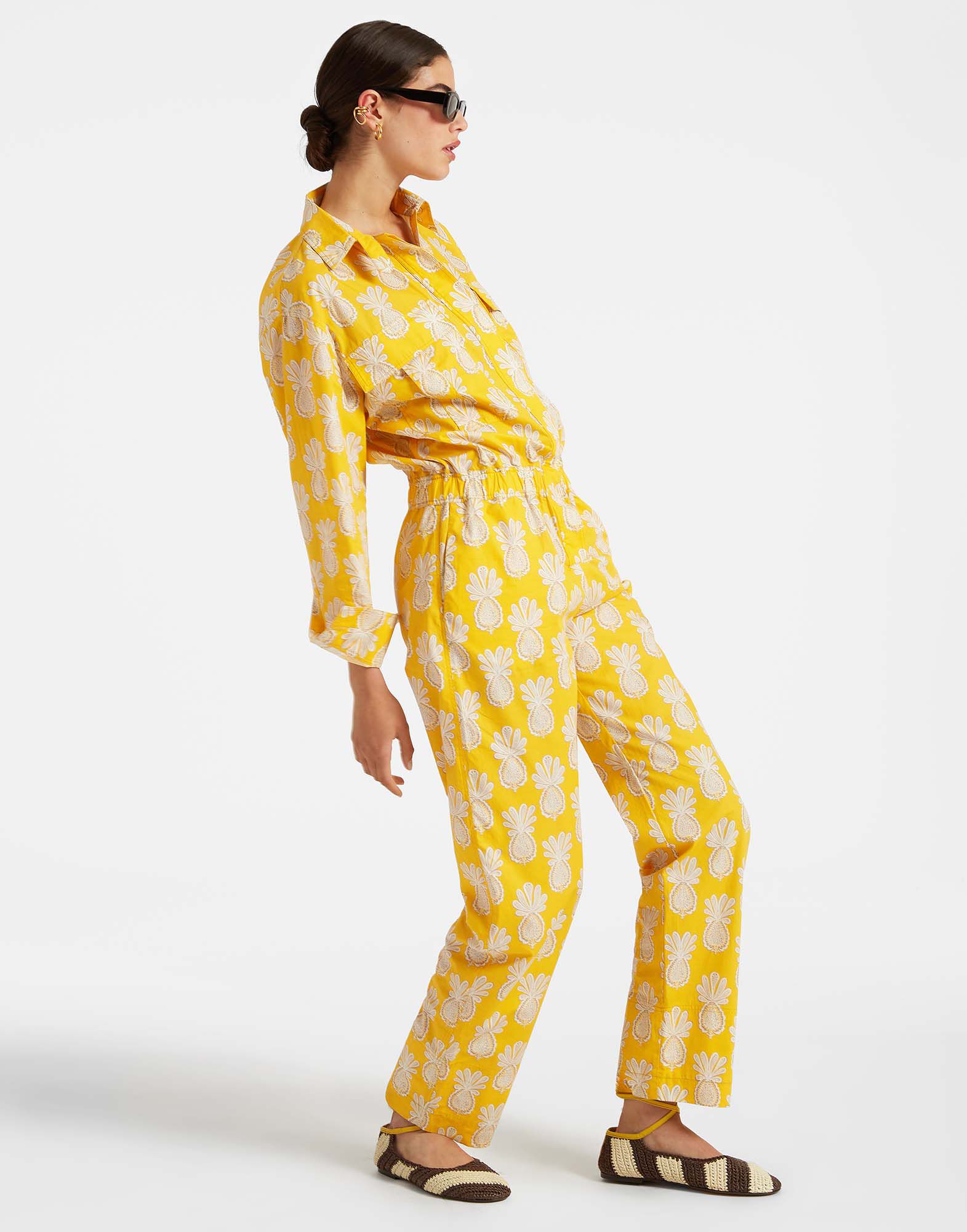 Aviator Jumpsuit La DoubleJ: Pineapple Sunflower Aviator Jumpsuit La DoubleJ: Pineapple Sunflower DRE0489COT039