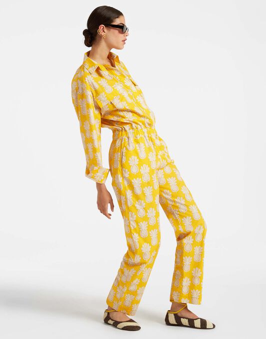 Aviator Jumpsuit La DoubleJ: Pineapple Sunflower Aviator Jumpsuit La DoubleJ: Pineapple Sunflower DRE0489COT039