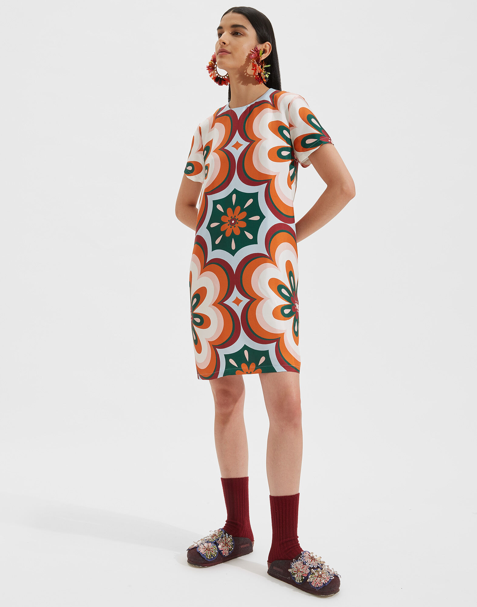 Mini Swing Dress La DoubleJ: Ciccio Arancio Mini Swing Dress LaDoubleJ: Ciccio Arancio DRE0963SIL006