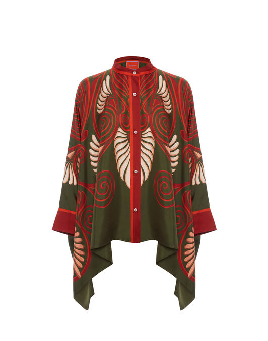 Foulard Shirt La DoubleJ: Kerylos Placée Dark Green SHI0167LAC008