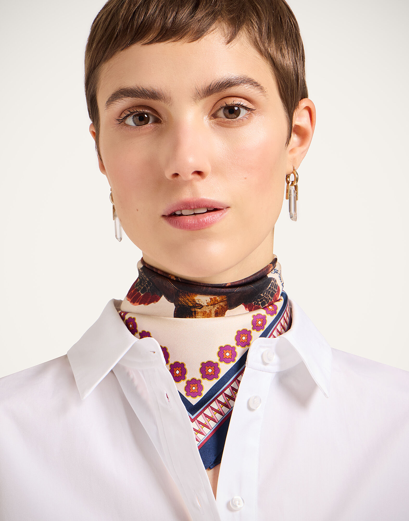 Foulard 45 La DoubleJ: Zooflora Turtlair Ivory Foulard 45 La DoubleJ: Zooflora Turtlair Ivory SCA0065SIL006