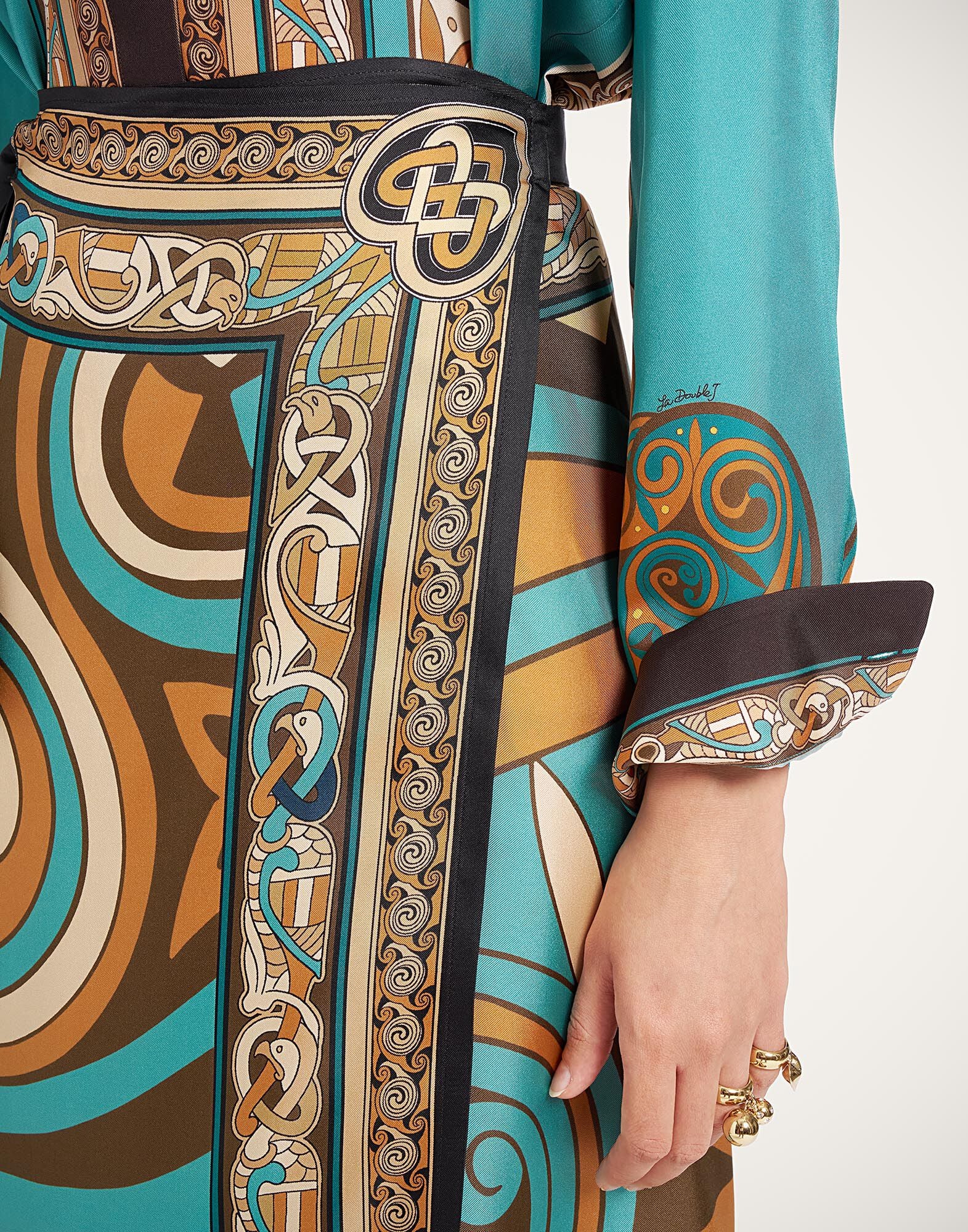 Sarong Skirt La DoubleJ: Kells Swirl Placée Camel SKI0122SIL029