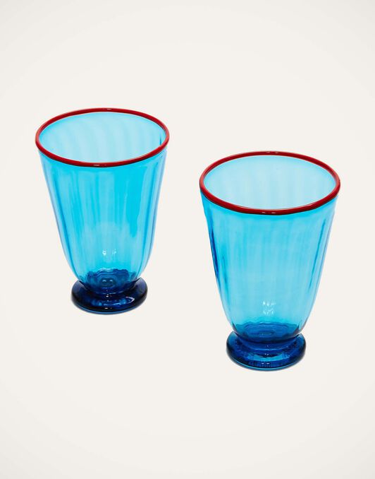 Rainbow Glass Set of 2 La DoubleJ: Turquoise Rainbow Glass Set of 2 La DoubleJ: Turquoise GLA0014MUR001