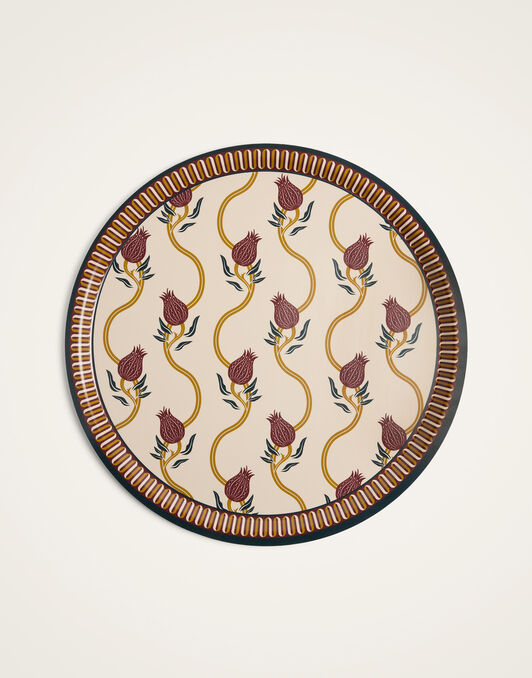 Large Round Printed Tray La DoubleJ: Melograno Ivory TRA0006WOD001