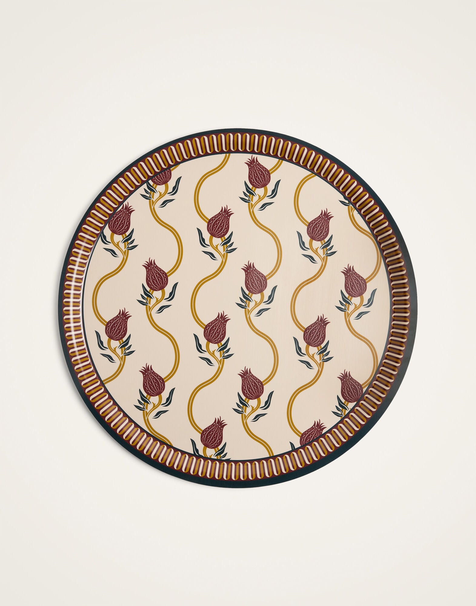 Large Round Printed Tray La DoubleJ: Melograno Ivory TRA0006WOD001