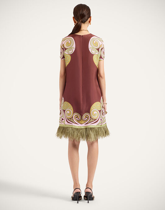 Mini Swing Dress La DoubleJ: Kells Swirl Placée Burgundy DRE0963SIL026