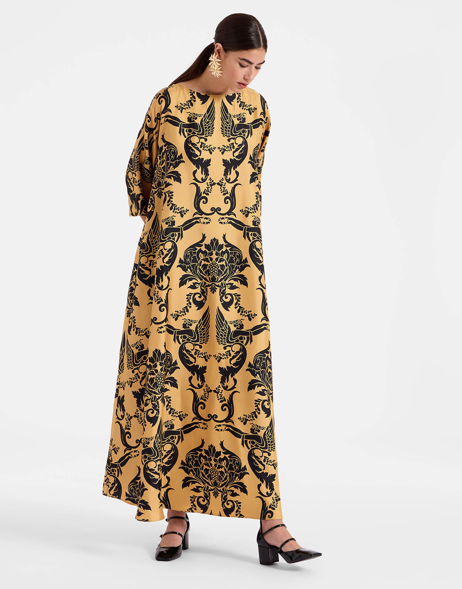Muumuu Dress Round Neck La DoubleJ: Cherubs Gold DRE0370SIL001