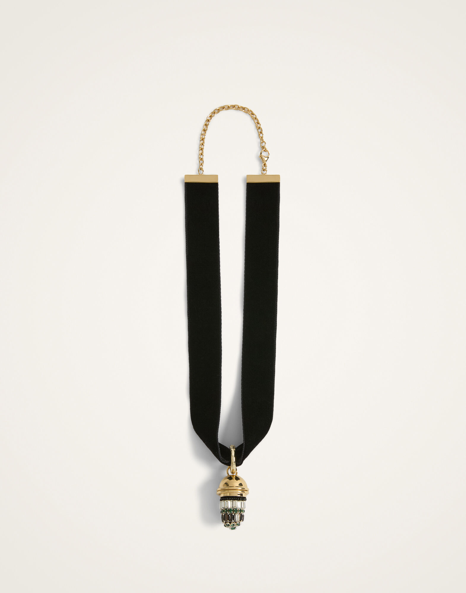Lantern Necklace La DoubleJ: 24K Gold Plate & Crystal Embroidery Lantern Necklace La DoubleJ: 24K Gold Plate & Crystal Embroidery NEC0048BRA004