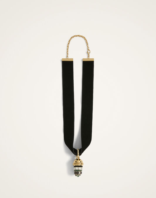 Lantern Necklace La DoubleJ: 24K Gold Plate & Crystal Embroidery Lantern Necklace La DoubleJ: 24K Gold Plate & Crystal Embroidery NEC0048BRA004