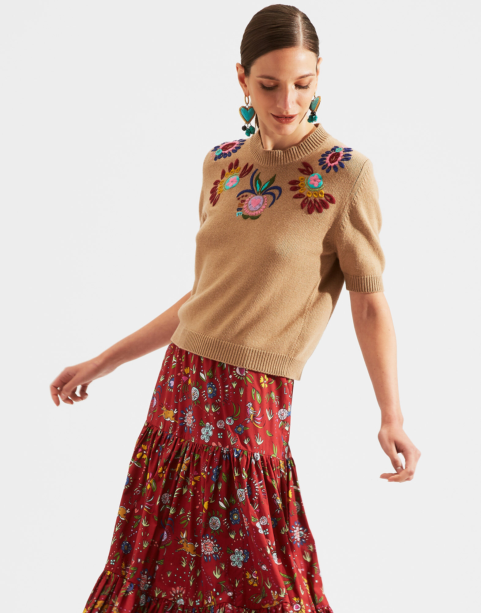 Cropped Knit Top LaDoubleJ: Solid Camel PUL0035KNI027