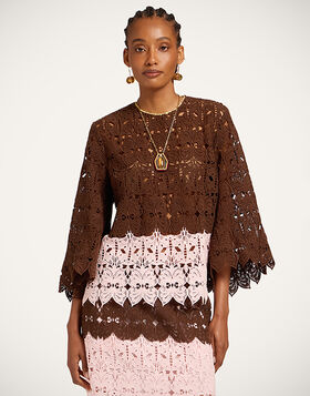 Lacey Make An Exit Top La DoubleJ: Color Block Chocolate & Pink TOP0216LAC014