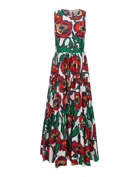 Sleeveless Big Dress La DoubleJ: Big Blooms Bianco Sleeveless Big Dress LaDoubleJ: Big Blooms Bianco DRE0185COT001